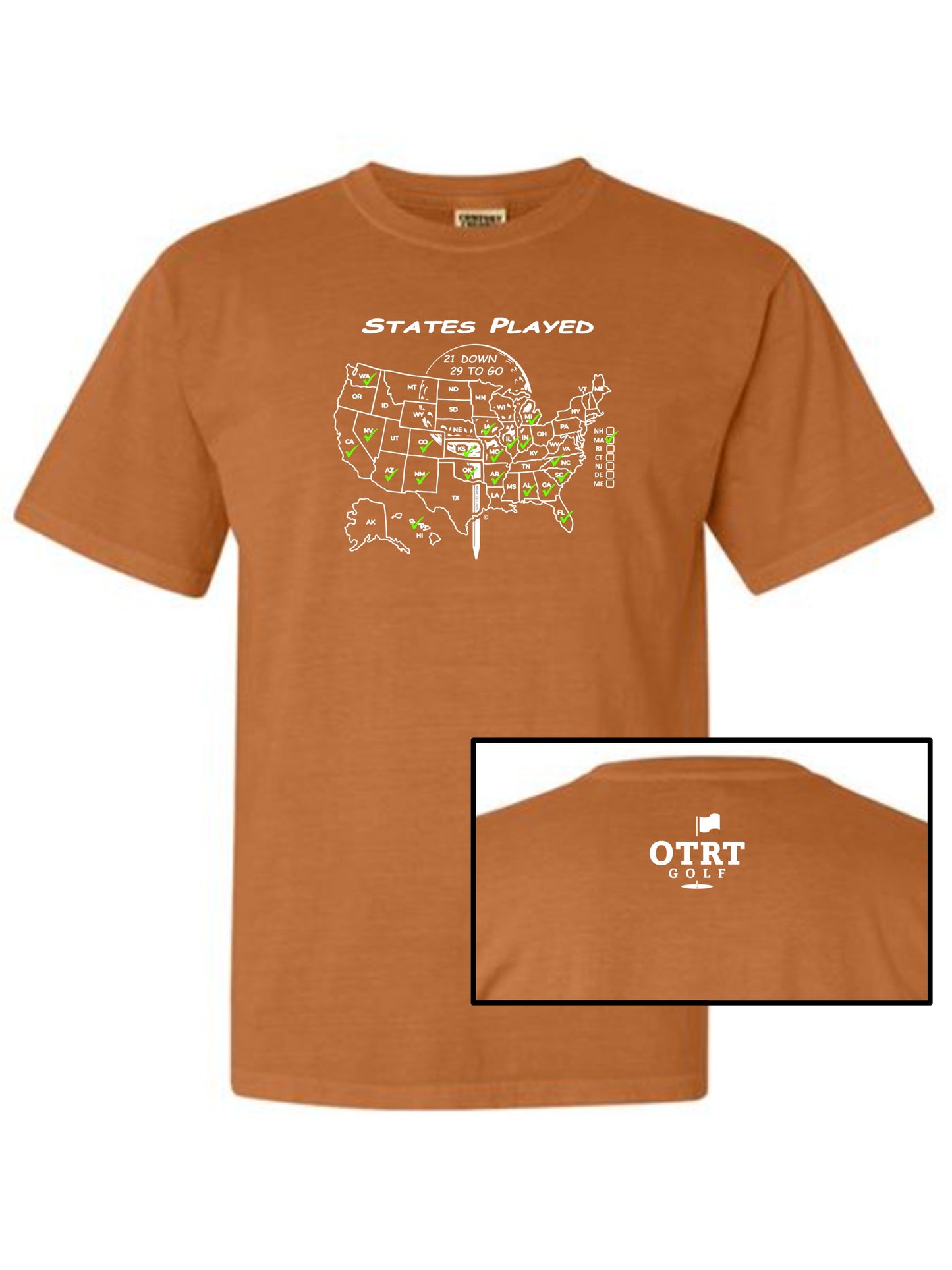 Custom Golf T | STATES YOU'VE PLAYED - Comfort Colors 100% Cotton