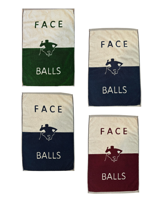 34 - FACE/BALLS™ Golf Greens Towel 16 x 24, 4 colors. Made in USA.