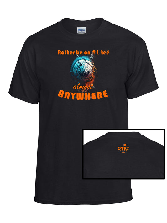 Golf T - A2, "Rather Be On #1 Tee™" almost ANYWHERE, Abstract 2 - 50/50 DryBlend®  Black