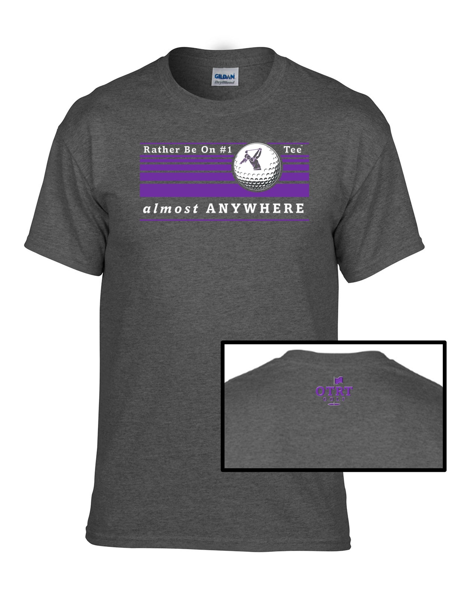 Women's Golf T - W1b, "Rather Be On #1 Tee™" almost ANYWHERE", Linear 1 - 50/50 DryBlend®  9 Colors