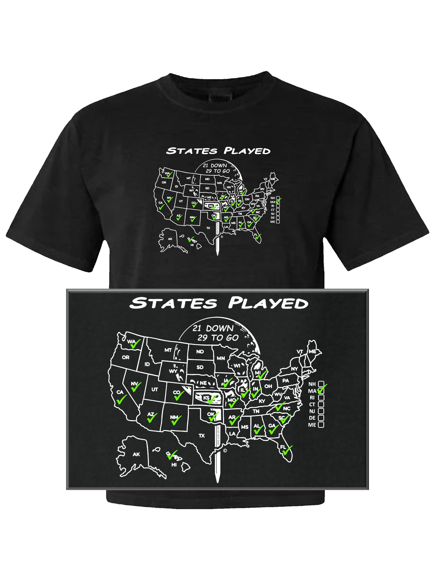 Custom Golf T | STATES YOU'VE PLAYED - Comfort Colors 100% Cotton