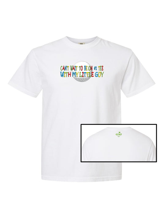 33-Golf T-Shirt For Dad Kid Scribble "Can't Wait To Be On # 1 Tee With My Little Guy/Gal"  5 Colors