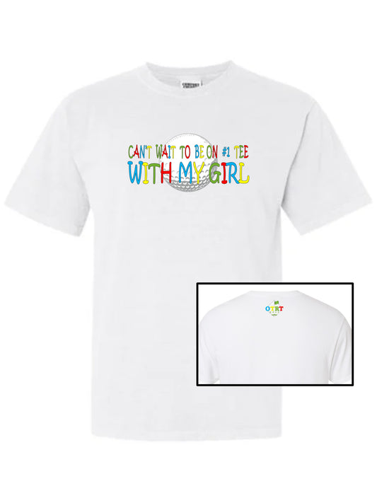 00-Golf T-Shirt For Dad Kid Scribble "Can't Wait To Be On # 1 Tee With My Boy/Girl"  5 Colors